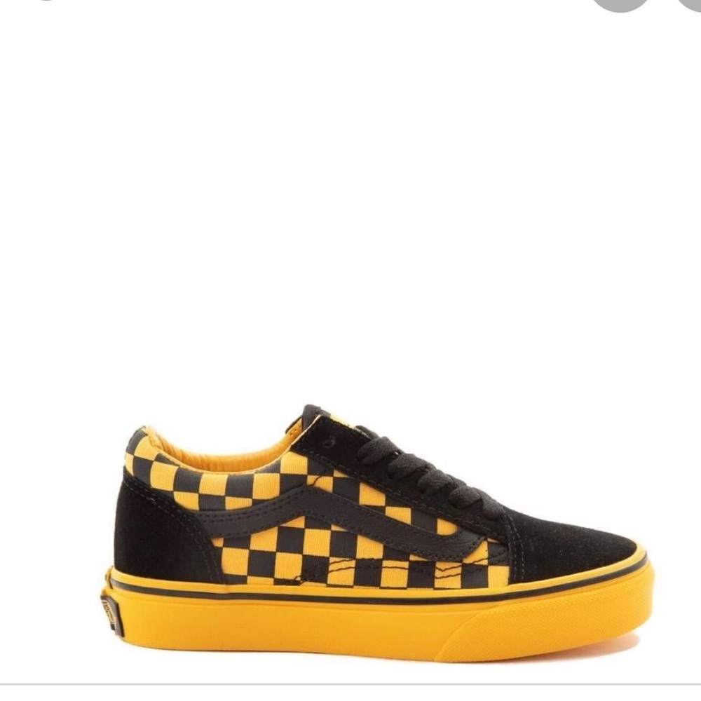 Boys Vans Old Skool checkered yellow and black